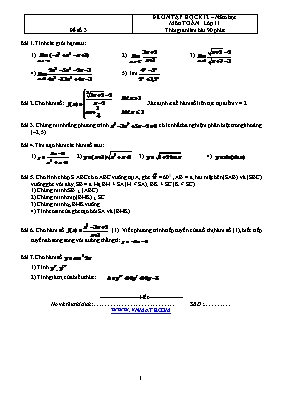 Đề ôn tập học kì 2  Môn Toán lớp 11